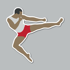 karate kicking pose martial art editable vector sticker