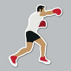 jab pose martial art editable vector sticker - obrazy, fototapety, plakaty
