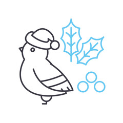 robin line icon, outline symbol, vector illustration, concept sign