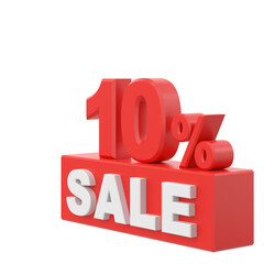 3D ten percent sale. 10% sale. Sale banner decoration.