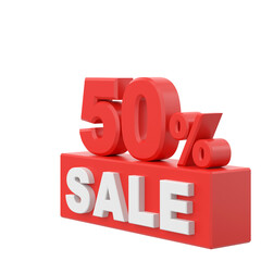 3D fifty percent sale. 50% sale. Sale banner decoration.