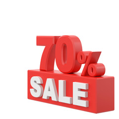 3D seventy percent sale. 70% sale. Sale banner decoration.