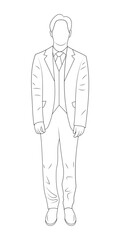 Young man in suit sketch vector illustration.