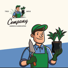 Garden Landscaping Vintage Classic Cartoon Mascot