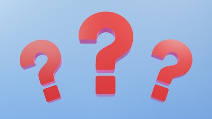 3d question mark on blue background, faq banner design concept, 3d rendering