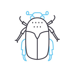 scarab line icon, outline symbol, vector illustration, concept sign