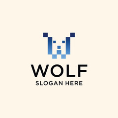 Wolf tech logo icon vector image