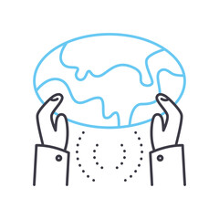 save the planet line icon, outline symbol, vector illustration, concept sign