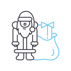 santa claus line icon, outline symbol, vector illustration, concept sign