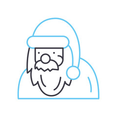 Obraz na płótnie Canvas santa claus face line icon, outline symbol, vector illustration, concept sign