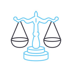 scale of justice line icon, outline symbol, vector illustration, concept sign