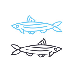 sardine line icon, outline symbol, vector illustration, concept sign