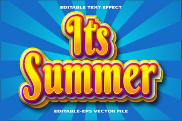 Fototapeta na wymiar its summer editable text effect 3d gradient style design