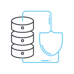 secured backup line icon, outline symbol, vector illustration, concept sign