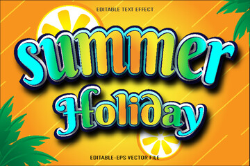 summer holiday editable text effect 3d gradient style design