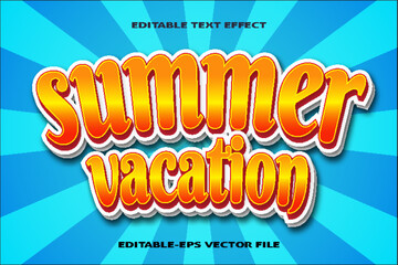 summer vacation editable text effect 3d emboss style design