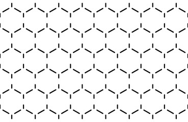 Hexagon honeycomb repeat pattern in black dashes outline, PNG Transparent Background