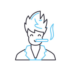 smoking person line icon, outline symbol, vector illustration, concept sign