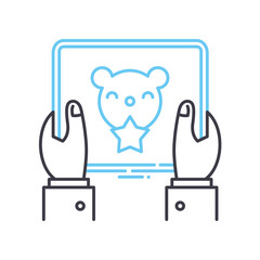 smartphone game line icon, outline symbol, vector illustration, concept sign