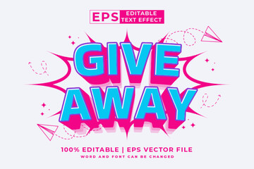 Editable text effect Give Away 3d cartoon template style premium vector