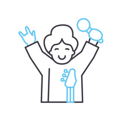 singer line icon, outline symbol, vector illustration, concept sign