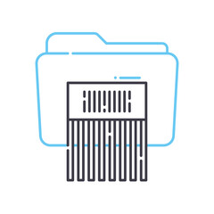 shredding data line icon, outline symbol, vector illustration, concept sign