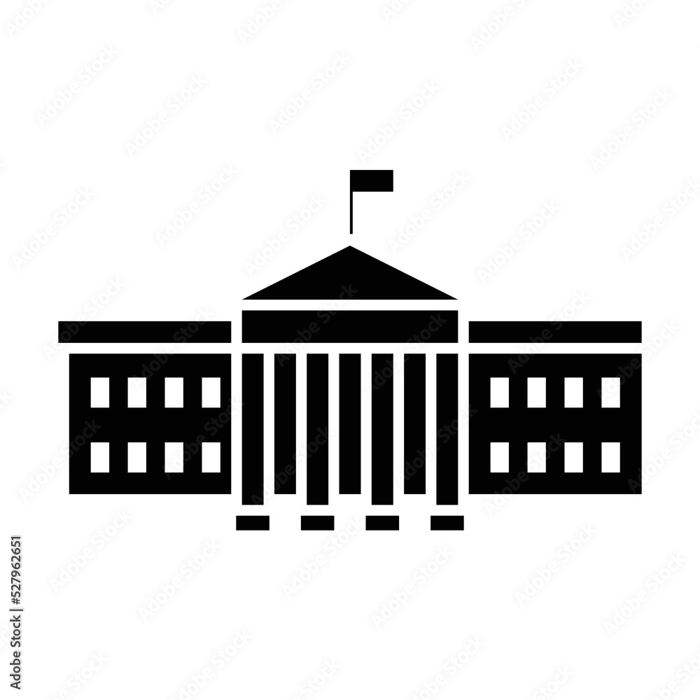 Wall mural White House black icon. Suitable for website, content design, poster, banner, or video editing needs