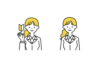 シンプルなスーツ姿のビジネスマンの女性のイラストセット