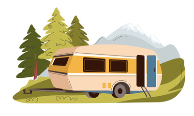 Camper van or RV, trailer for traveling distances
