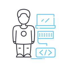 software developer line icon, outline symbol, vector illustration, concept sign