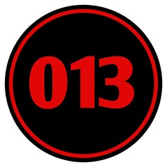 The serial number of participants in the form of a circle with a black background, red numbers to be placed on the chest or back