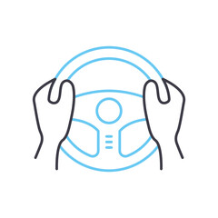 steering wheel line icon, outline symbol, vector illustration, concept sign