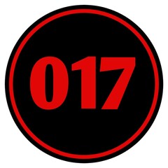 The serial number of participants in the form of a circle with a black background, red numbers to be placed on the chest or back