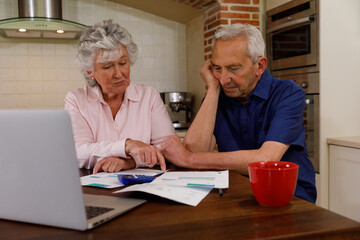 Senior caucasian couple spending time at home together