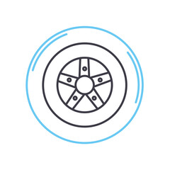 steel wheel line icon, outline symbol, vector illustration, concept sign