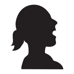 Naklejka na ściany i meble Screaming woman's face in profile. Head of a woman in stress on the side. vector illustration. 