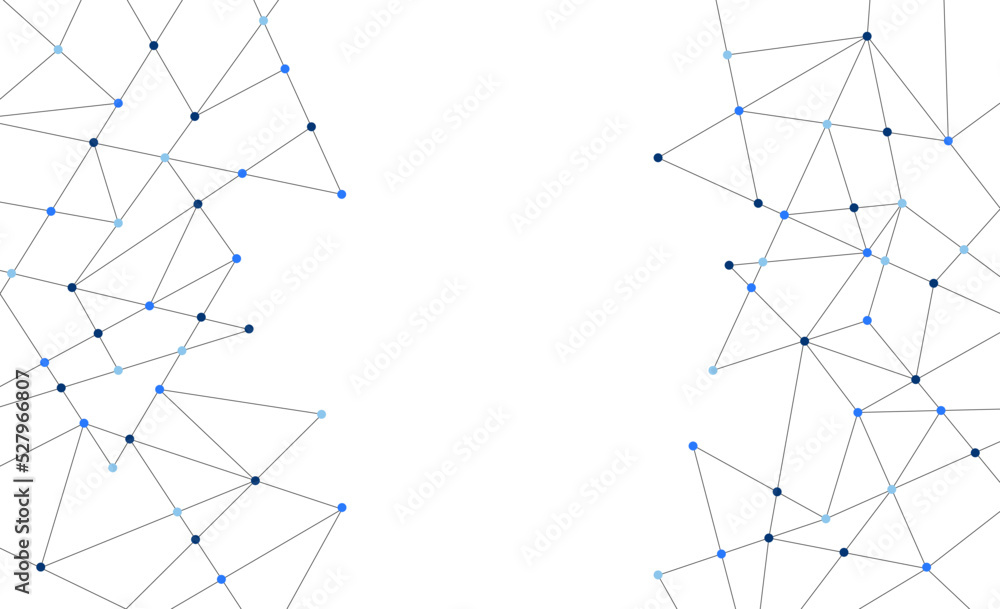 Poster Technology polygon triangle connected dots and lines background template. Network system linked global graphic vector.