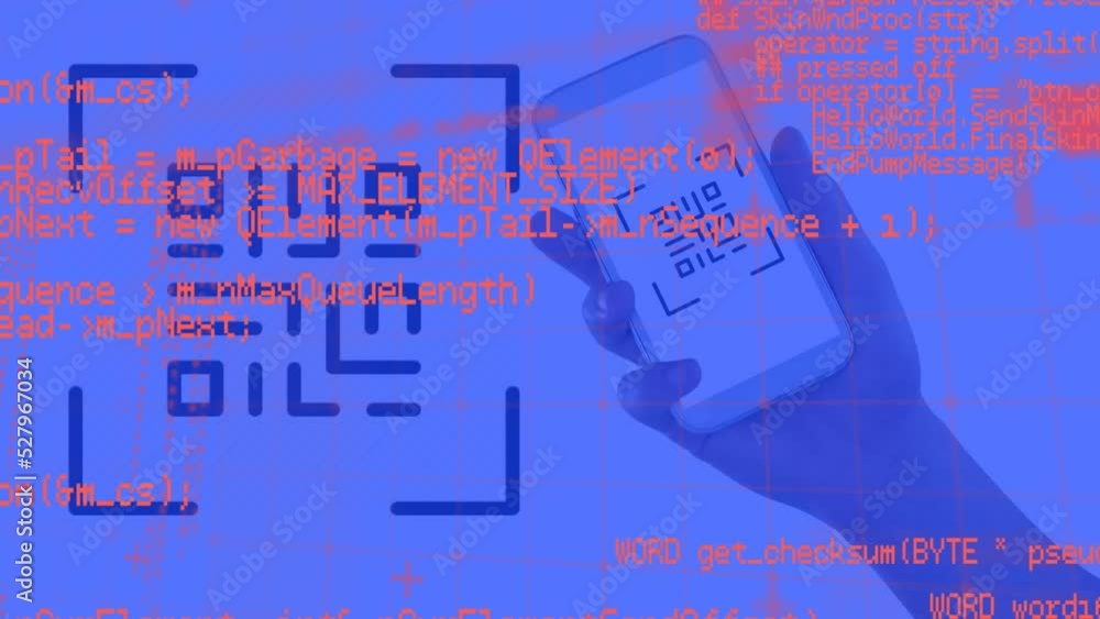 Poster animation of qr code and qr code scanning on smartphone
