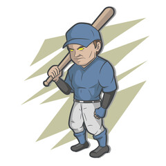 Illustration of baseball player. comic style