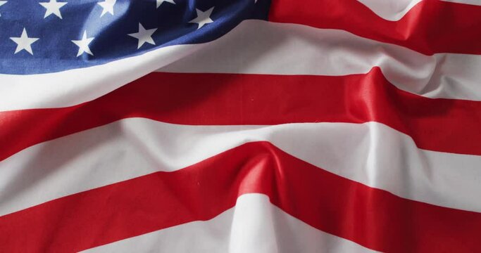 Close up of crumpled american flag with stars and stripes