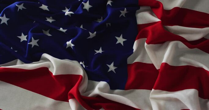 Close up of crumpled american flag with stars and stripes