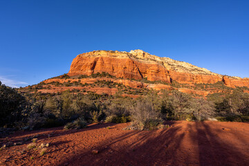 Evening lighting red rock cliffs near sedona arizona
