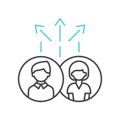 staff allocation line icon, outline symbol, vector illustration, concept sign