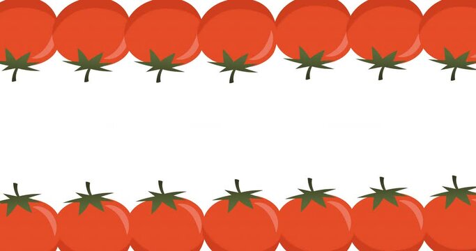 Animation of multiple tomato icons on white background