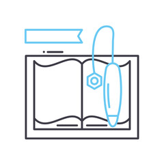 stacked books line icon, outline symbol, vector illustration, concept sign