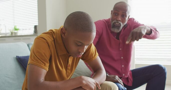 Video Of Nervous African American Father Yelling On Son At Home