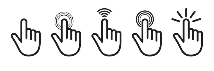 Hand cursor icons set, mouse click cursor collection in black. Cursor icons, vector illustration graphics.