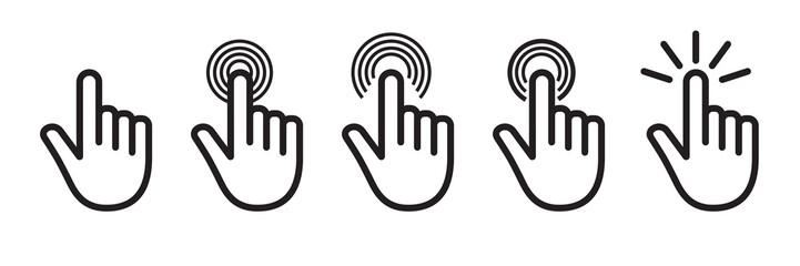 Hand cursor icons set, mouse click cursor collection in black. Cursor icons, vector illustration graphics.