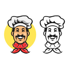 chef head mascot cartoon logo template