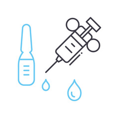 syringe line icon, outline symbol, vector illustration, concept sign